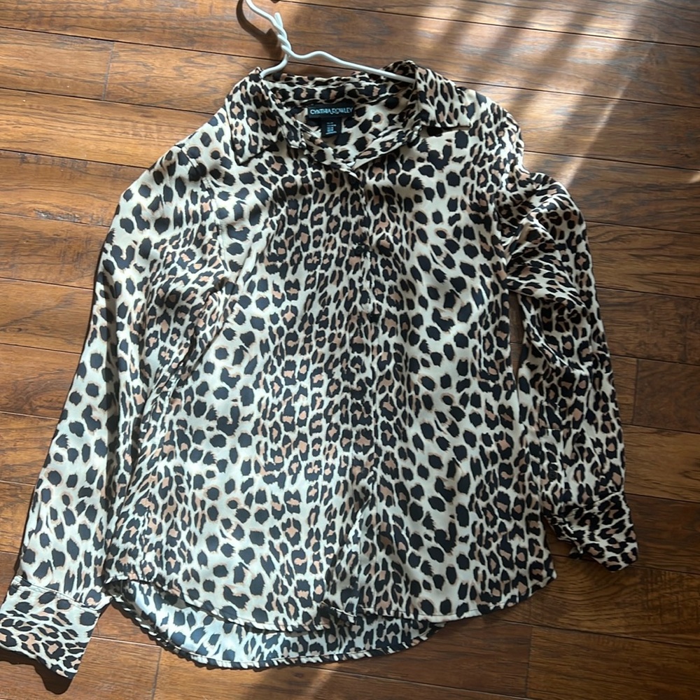 Cynthia Rowley Leopard Button Up Blouse